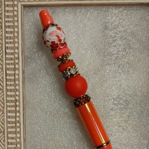 Elegant Beaded Orange Pen